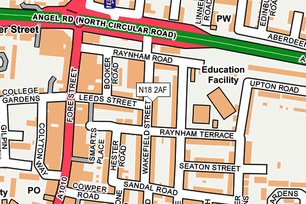 N18 2AF map - OS OpenMap – Local (Ordnance Survey)