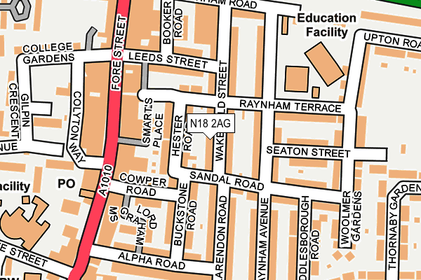 N18 2AG map - OS OpenMap – Local (Ordnance Survey)