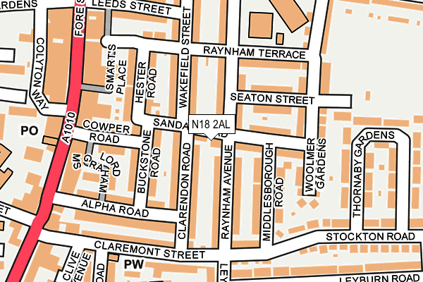 N18 2AL map - OS OpenMap – Local (Ordnance Survey)