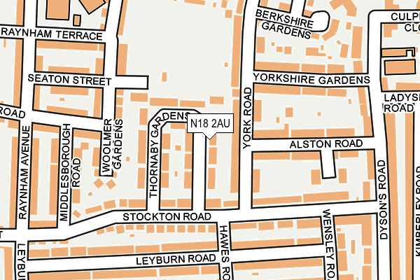N18 2AU map - OS OpenMap – Local (Ordnance Survey)