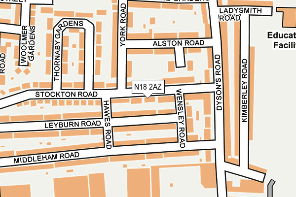 N18 2AZ map - OS OpenMap – Local (Ordnance Survey)