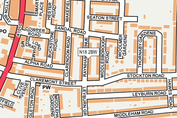 N18 2BW map - OS OpenMap – Local (Ordnance Survey)