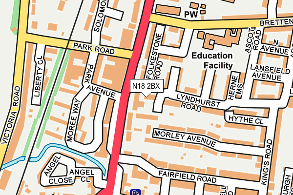 N18 2BX map - OS OpenMap – Local (Ordnance Survey)