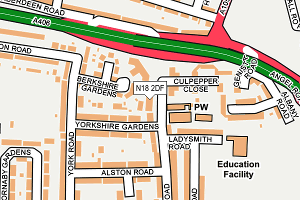 N18 2DF map - OS OpenMap – Local (Ordnance Survey)