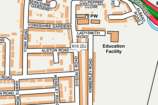 N18 2DJ map - OS OpenMap – Local (Ordnance Survey)