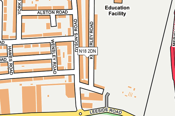 N18 2DN map - OS OpenMap – Local (Ordnance Survey)