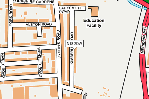 N18 2DW map - OS OpenMap – Local (Ordnance Survey)