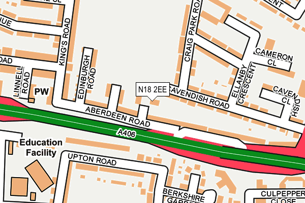 N18 2EE map - OS OpenMap – Local (Ordnance Survey)