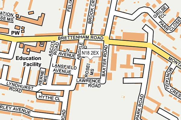 N18 2EX map - OS OpenMap – Local (Ordnance Survey)