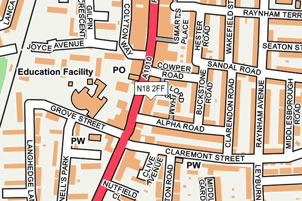 N18 2FF map - OS OpenMap – Local (Ordnance Survey)