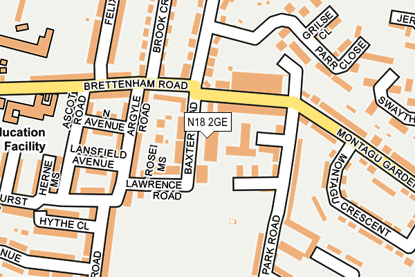 N18 2GE map - OS OpenMap – Local (Ordnance Survey)