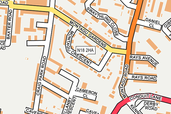 N18 2HA map - OS OpenMap – Local (Ordnance Survey)