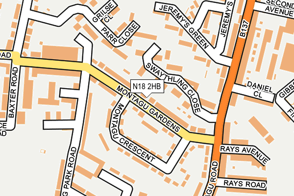 N18 2HB map - OS OpenMap – Local (Ordnance Survey)