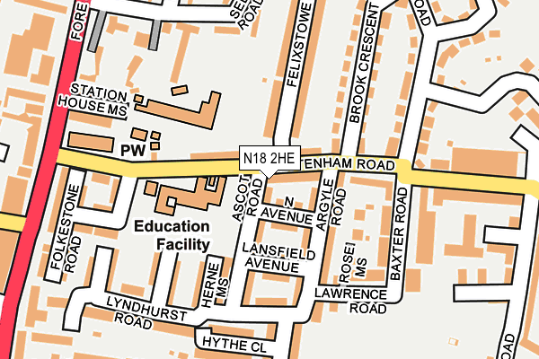 N18 2HE map - OS OpenMap – Local (Ordnance Survey)