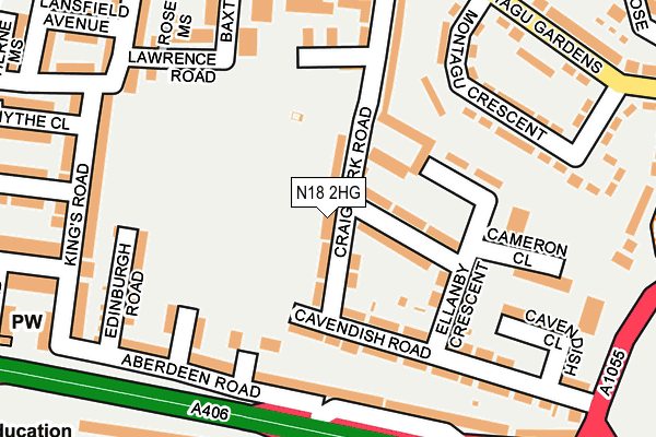 N18 2HG map - OS OpenMap – Local (Ordnance Survey)