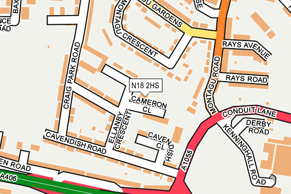 N18 2HS map - OS OpenMap – Local (Ordnance Survey)