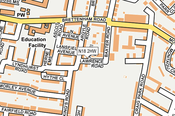 N18 2HW map - OS OpenMap – Local (Ordnance Survey)