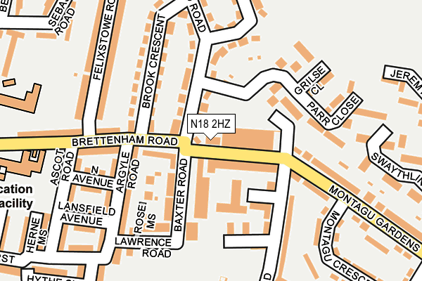 N18 2HZ map - OS OpenMap – Local (Ordnance Survey)