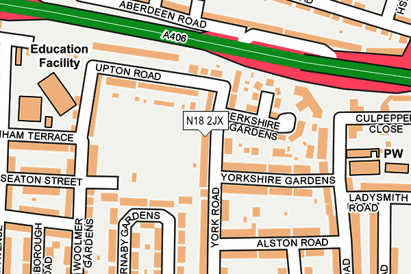 N18 2JX map - OS OpenMap – Local (Ordnance Survey)