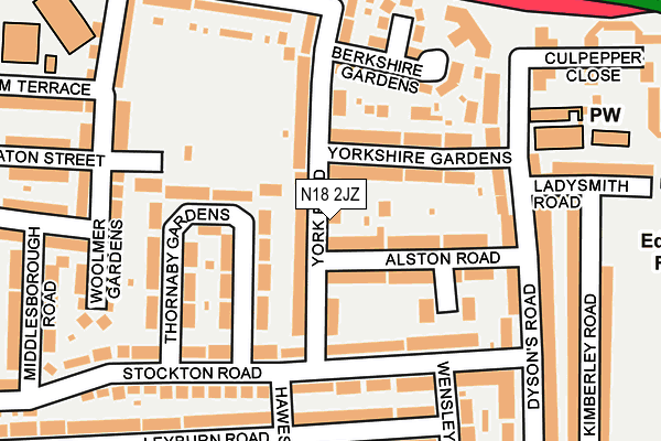 N18 2JZ map - OS OpenMap – Local (Ordnance Survey)
