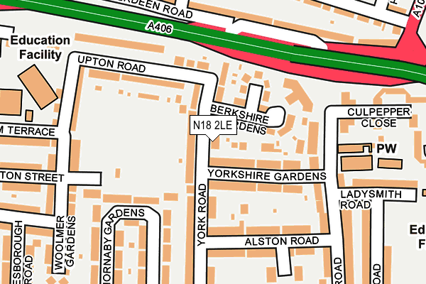 N18 2LE map - OS OpenMap – Local (Ordnance Survey)