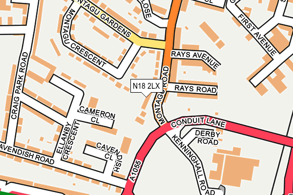 N18 2LX map - OS OpenMap – Local (Ordnance Survey)