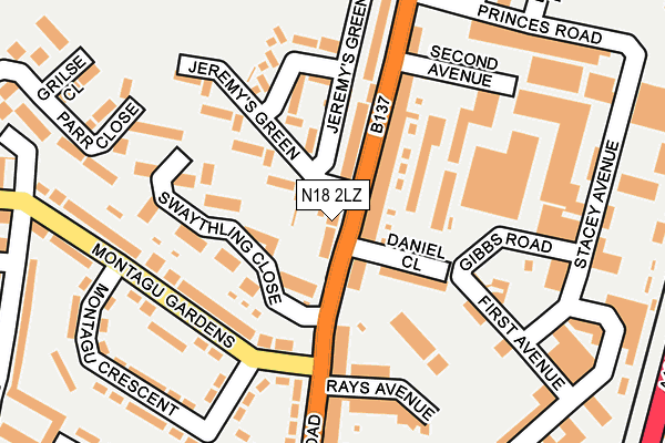 N18 2LZ map - OS OpenMap – Local (Ordnance Survey)