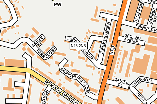 N18 2NB map - OS OpenMap – Local (Ordnance Survey)