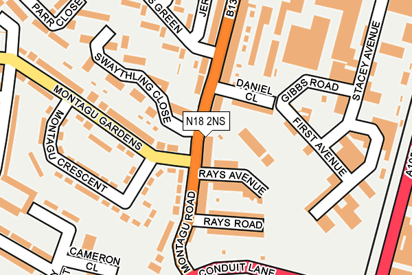 N18 2NS map - OS OpenMap – Local (Ordnance Survey)