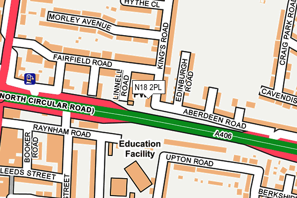 N18 2PL map - OS OpenMap – Local (Ordnance Survey)