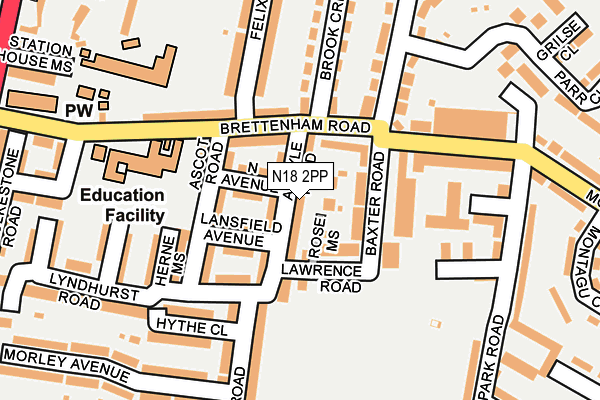 N18 2PP map - OS OpenMap – Local (Ordnance Survey)