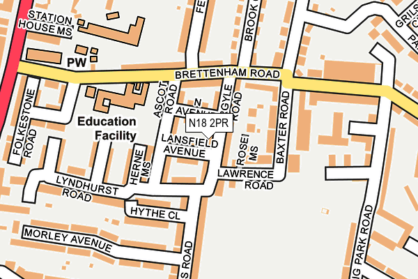 N18 2PR map - OS OpenMap – Local (Ordnance Survey)