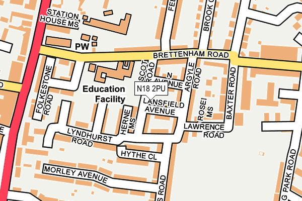 N18 2PU map - OS OpenMap – Local (Ordnance Survey)