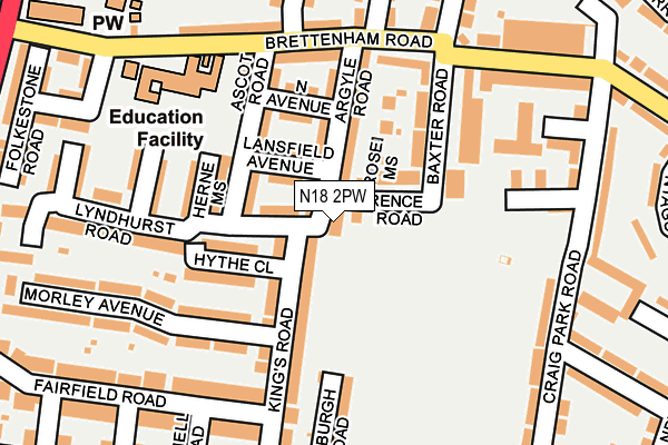 N18 2PW map - OS OpenMap – Local (Ordnance Survey)