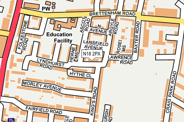 N18 2PX map - OS OpenMap – Local (Ordnance Survey)