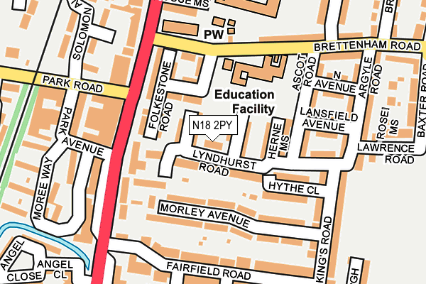 N18 2PY map - OS OpenMap – Local (Ordnance Survey)