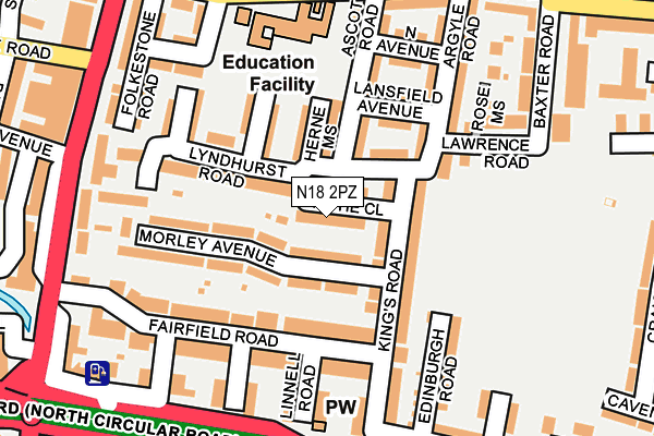 N18 2PZ map - OS OpenMap – Local (Ordnance Survey)