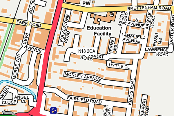 N18 2QA map - OS OpenMap – Local (Ordnance Survey)