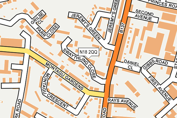 N18 2QQ map - OS OpenMap – Local (Ordnance Survey)