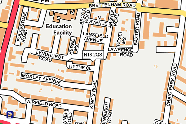 N18 2QS map - OS OpenMap – Local (Ordnance Survey)