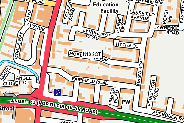 N18 2QT map - OS OpenMap – Local (Ordnance Survey)