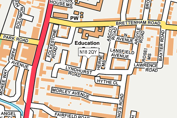 N18 2QY map - OS OpenMap – Local (Ordnance Survey)