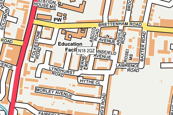 N18 2QZ map - OS OpenMap – Local (Ordnance Survey)