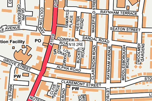N18 2RE map - OS OpenMap – Local (Ordnance Survey)