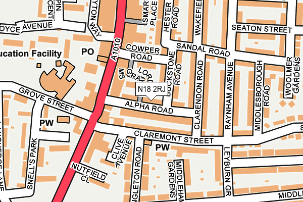 N18 2RJ map - OS OpenMap – Local (Ordnance Survey)