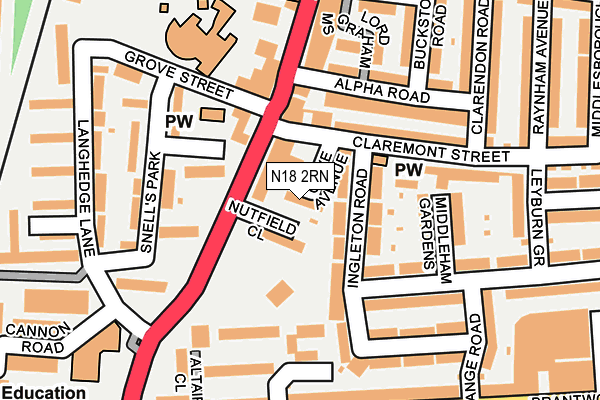 N18 2RN map - OS OpenMap – Local (Ordnance Survey)