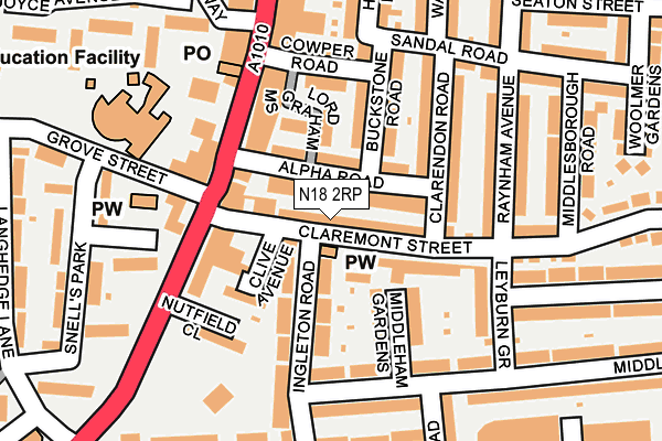 N18 2RP map - OS OpenMap – Local (Ordnance Survey)