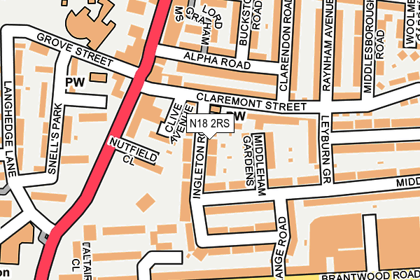 N18 2RS map - OS OpenMap – Local (Ordnance Survey)