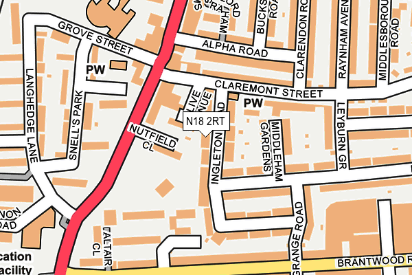 N18 2RT map - OS OpenMap – Local (Ordnance Survey)
