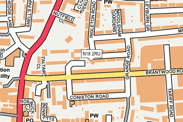 N18 2RU map - OS OpenMap – Local (Ordnance Survey)